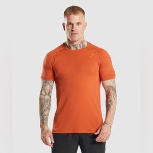 GYMSHARK APEX PERFORM T-SHIRT Slim Fit in Orange Men’s Athletic Top‎ Size Medium